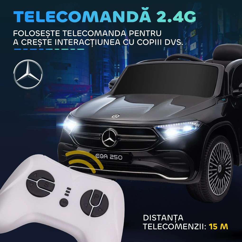 HOMCOM Mașină Electrică pentru Copii 3-8 Ani cu Telecomandă și Claxon, Negru, 111.5x69x52.5 cm | Aosom Romania