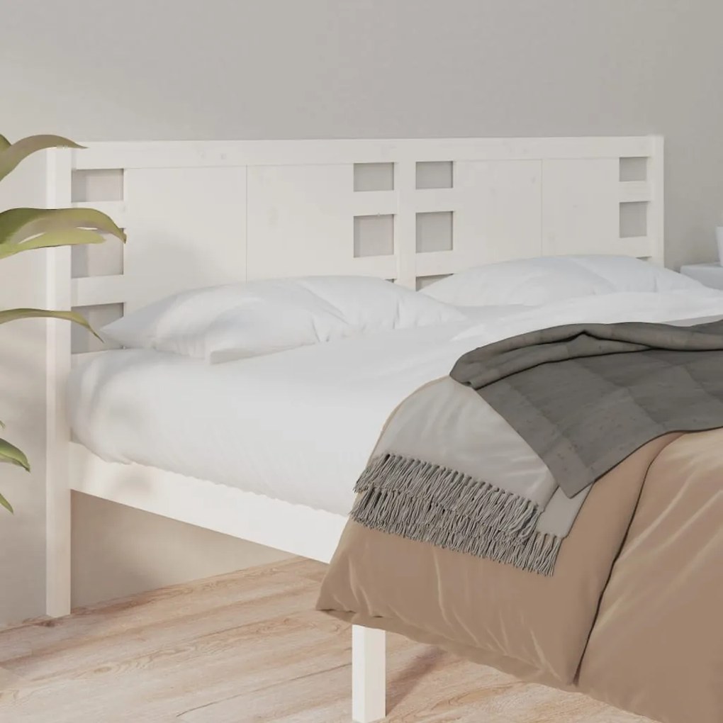 vidaXL Tăblie de pat, alb, 126x4x100 cm, lemn masiv de pin