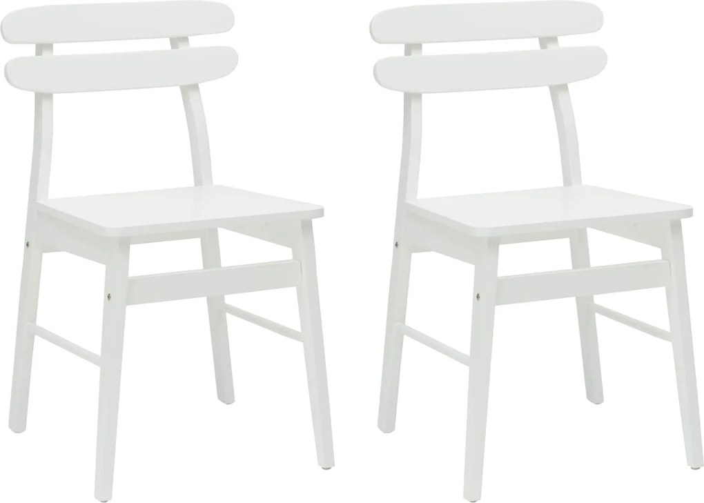 vidaXL Scaun de sufragerie 2 pcs Alb Lemn Solid de Cauciuc