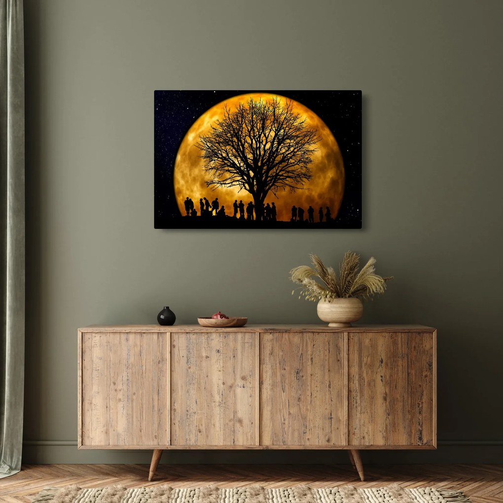 Tablou cu luna și siluete (90x60 cm)