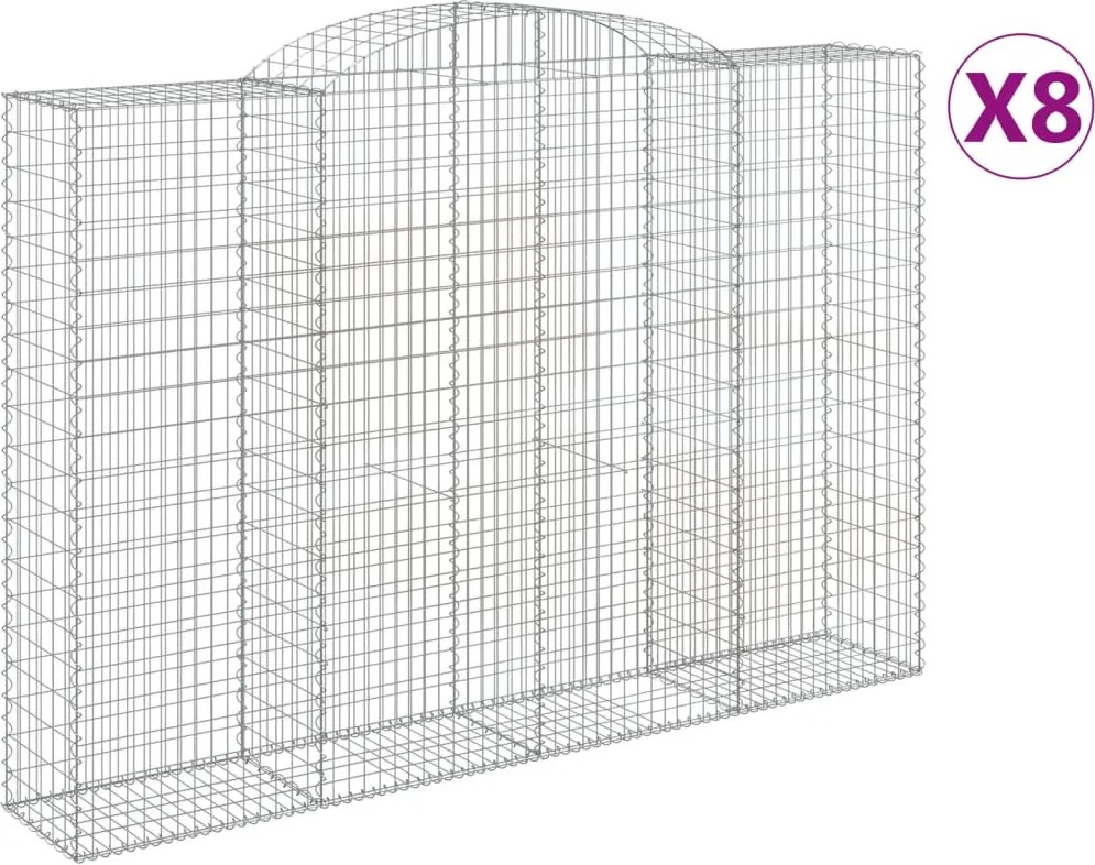 vidaXL Coșuri gabion arcuite 8 buc. 300x50x200/220 cm fier galvanizat