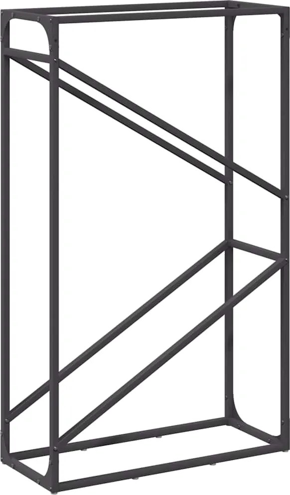 vidaXL Suport pentru lemne de foc negru Oțel laminat la rece