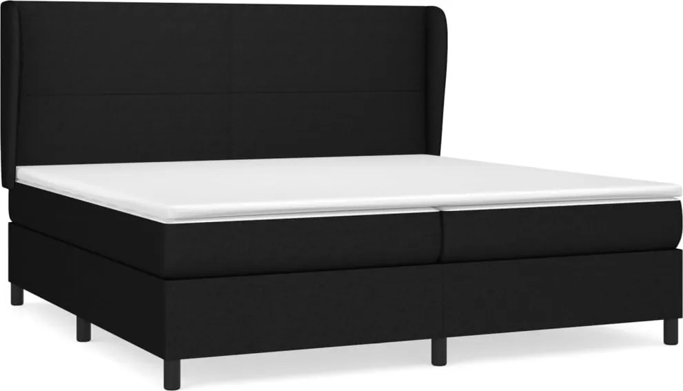 vidaXL Pat box spring cu saltea, negru, 200x200 cm, textil