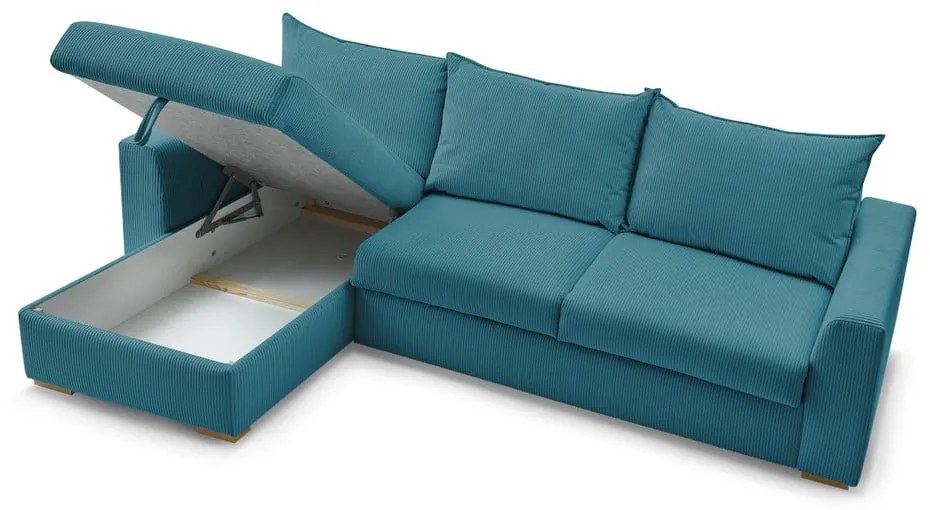 Colțar albastru extensibil cu tapițerie din catifea reiată (cu colț variabil) Augustin – Bobochic Paris