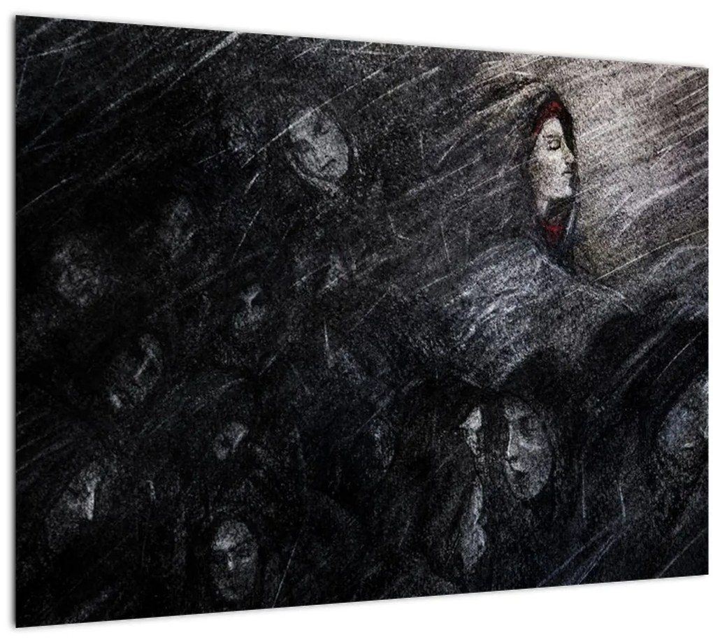 Tablou pe sticlă - Tristețe și renunțare (70x50 cm)
