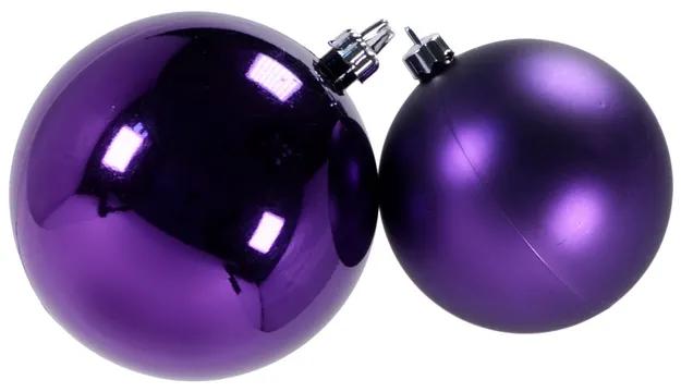 Set 2 globuri de Craciun 100mm metalizat si satinat violet