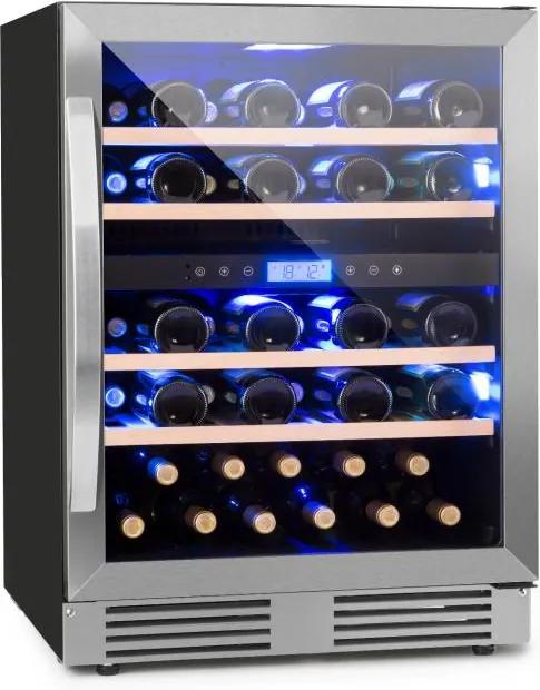 Klarstein Vinovilla Duo 43, vinotecă cu două zone, frigider, 129 l, 43 sticle., 3 LED-uri de culoare, ușă din sticlă