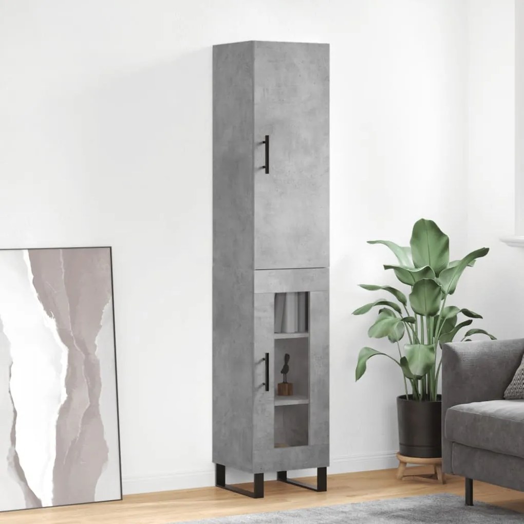 vidaXL Dulap înalt, gri beton, 34,5x34x180 cm, lemn prelucrat