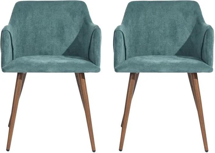 Set de 2 scaune Aiana, tapitate, verde/maro
