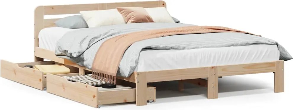 vidaXL Cadru de pat fără saltea, 150x200 cm, lemn masiv pin