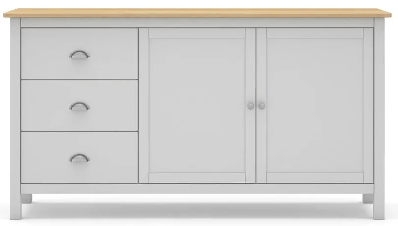 Comodă alb/natural joasă din lemn de pin 150x80,5 cm Misti – Marckeric