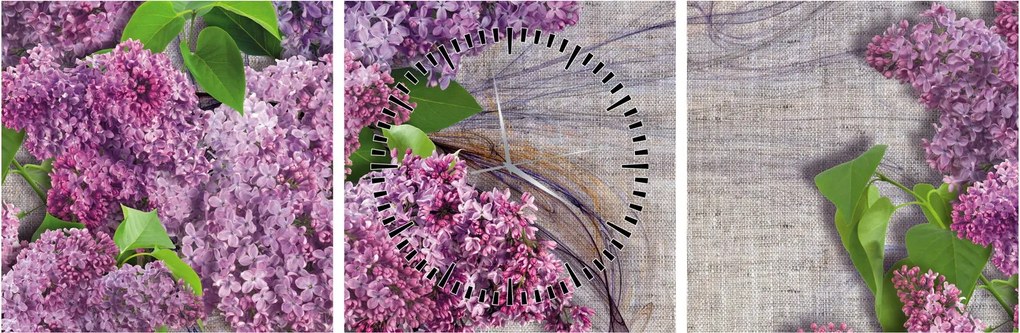 Tablou - Flori de liliac (cu ceas) (90x30 cm)