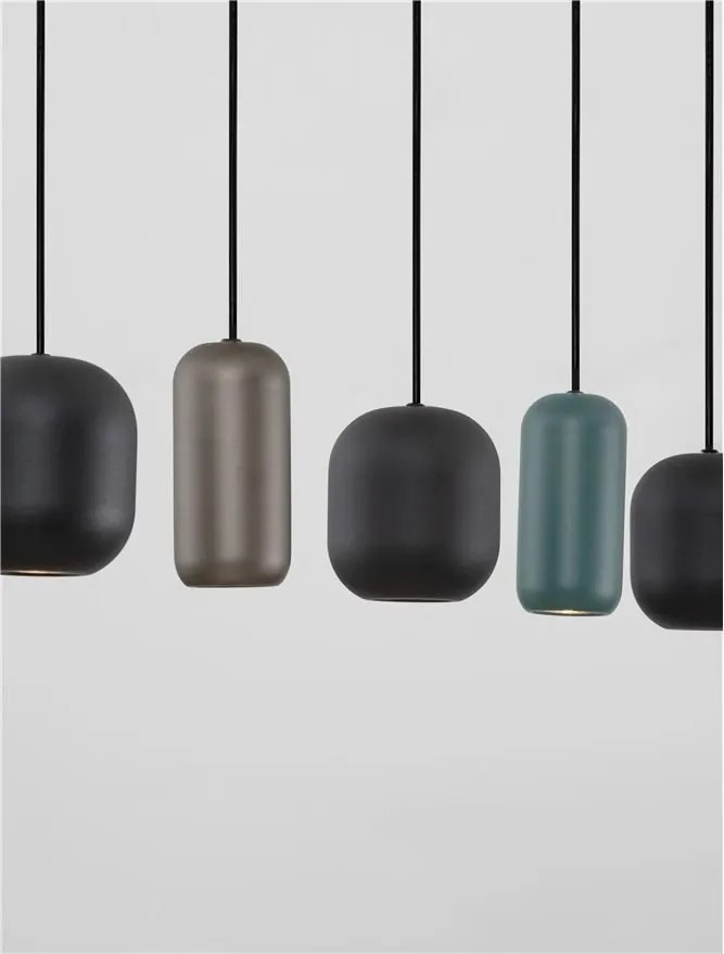 Lustra cu 5 pendule metal negru, maro, verde MARLIN