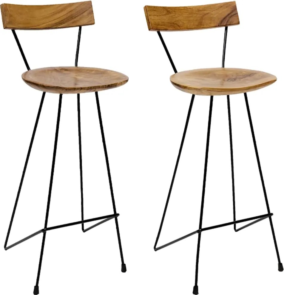 vidaXL Scaune de bar, 2 buc., lemn masiv de tec