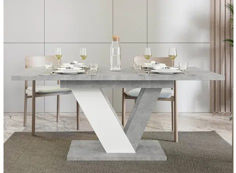 Masă sufragerie extensibilă Granger (lucios Negru + beton) (pentru 2-6 persoane). 1105379