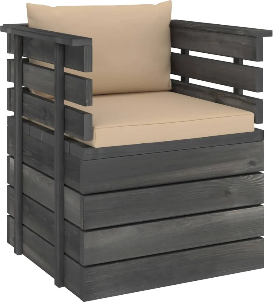 vidaXL Fotoliu de grădină cu perne, lemn de pin