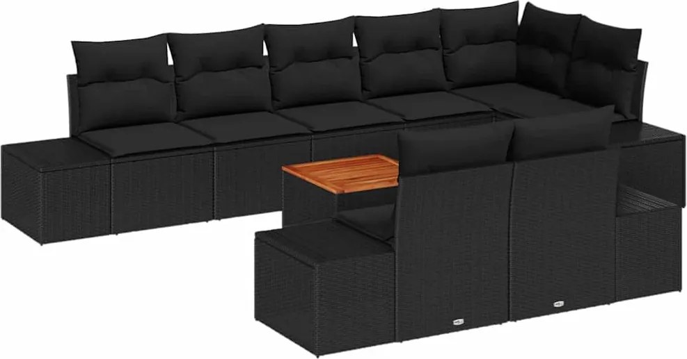 vidaXL Set de canapele pentru grădină 9 pcs Negru