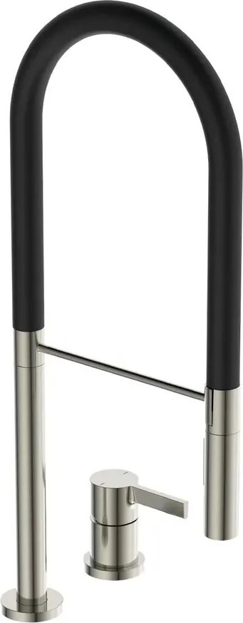 Baterie bucatarie cu pipa flexibila Ideal Standard Gusto 142 argintiu - negru semi-profesionala