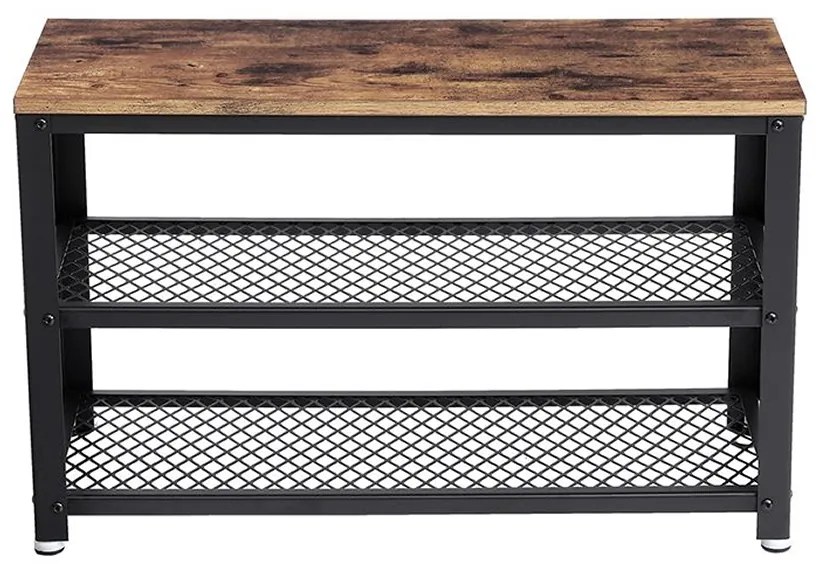 Bancă pentru hol cu spațiu pentru pantofi INDY, 73x30x45cm, maro/negru Vasagle