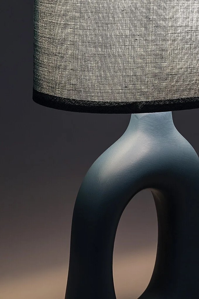 Lampa de masa ceramica si abajur albastru Sylira