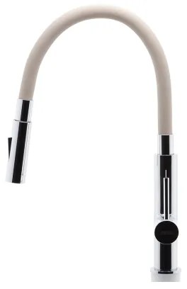 Baterie de chiuvetă cu pipă flexibilă FERRO crom lucios/bej