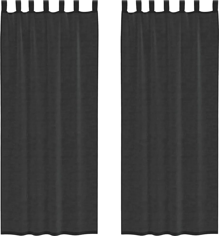 vidaXL Perdele din voile cu tablă 2 buc Negru