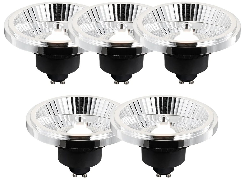 Set de 5 becuri LED GU10 AR111, dimabile în 3 trepte, 10W 800 lm, 2700 - 3700K