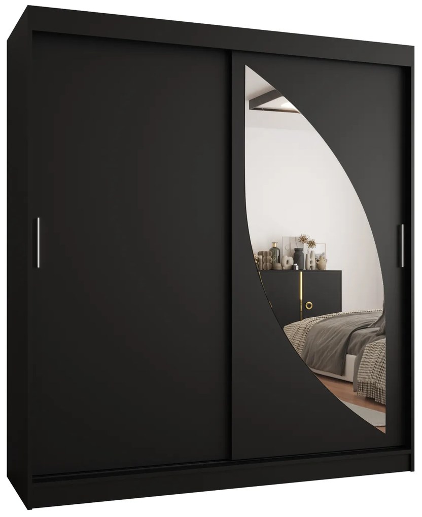 Dulap de haine 180 cm Milain (Negru). 1126006