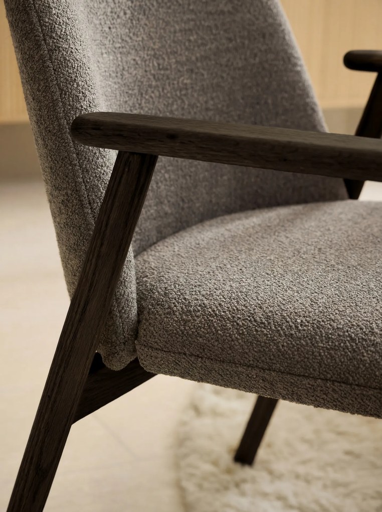 MAZZONI EXPORT RODERIC Maro Taupe (Monza 40)/cadru stejar lăcuit afumat (nuanță nuc) - SCAUN DE LEMN BOUCLÉ PENTRU SUFRAGERIE LIVING BUCĂTĂRIE