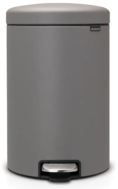 Cos de gunoi cu pedala Brabantia NewIcon 1001091, 20 L, Inchidere lina, Baza antiderapanta, Acoperit cu minerale, Gri