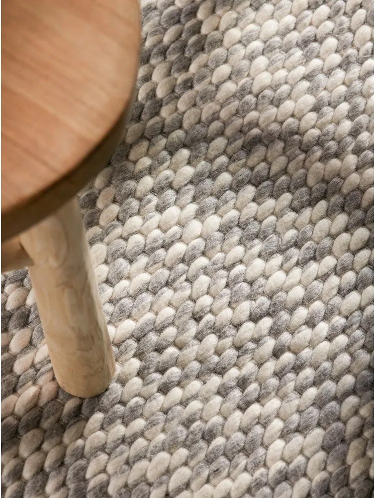 Covor gri deschis/crem țesut manual rotund din lână ø 160 cm Lyon Beans – Elle Decoration