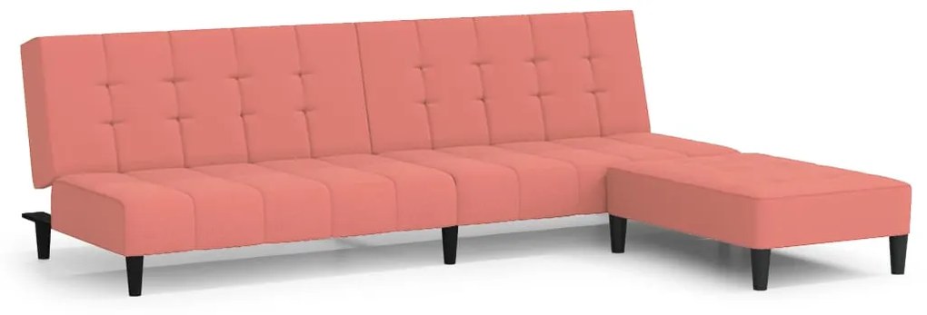 3080563 vidaXL Canapea extensibilă cu taburet, 2 locuri, roz, catifea