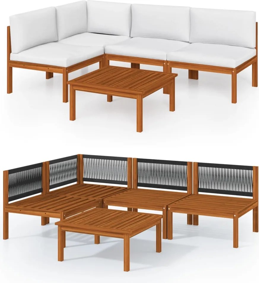 vidaXL Set fotoliu de grădină cu 5 piese și perne, crem, 63x63 cm