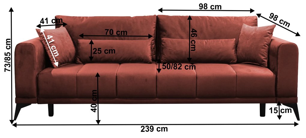 Canapea extensibilă, teracota, GRACE BIG SOFA