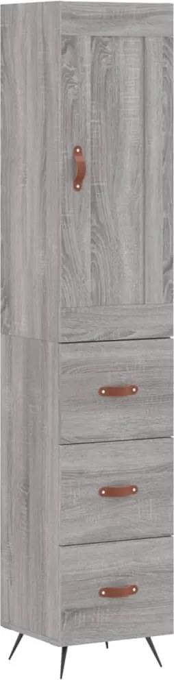 vidaXL Dulap înalt, gri sonoma, 34,5x34x180 cm, lemn prelucrat