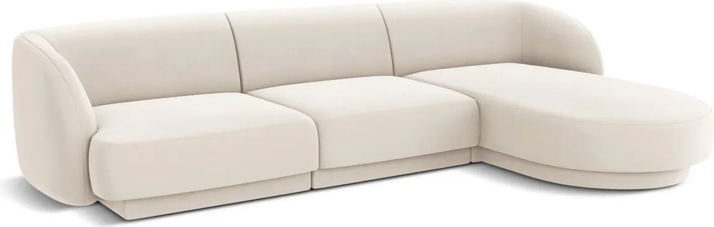 Coltar dreapta 4 locuri, Miley, Micadoni Home, BL, 259x155x74 cm, catifea, bej deschis