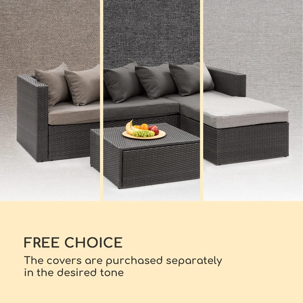 Blumfeldt Theia Lounge, set de mobilă pentru grădină, 5 perne, negru