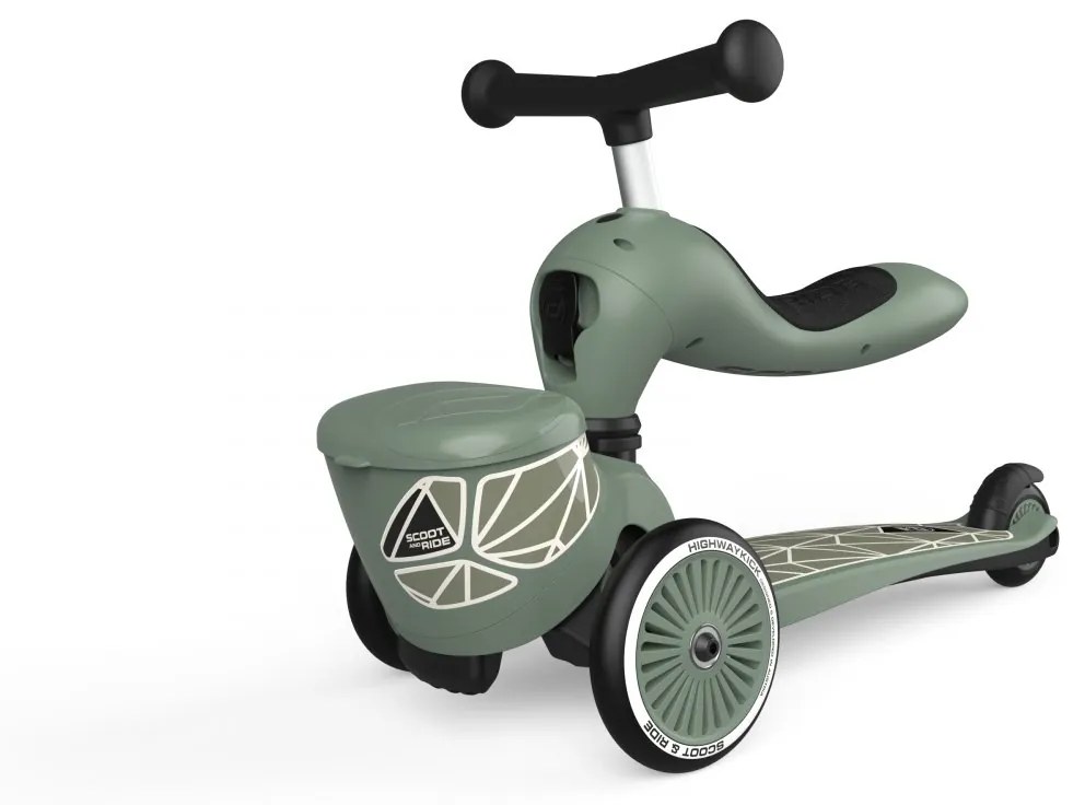 Trotineta copii cu sezut, suport jucarie, transformabila 2in1, HighwayKick 1 Lifestyle Greenlines, 1-5 ani, pana la 50 kg, Scoot  Ride