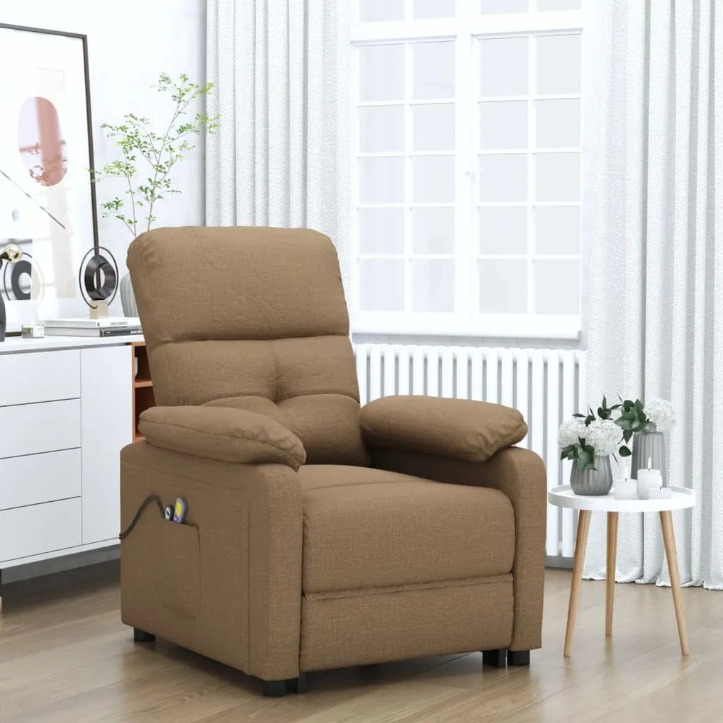 3073816 vidaXL Fotoliu de masaj electric, maro, material textil