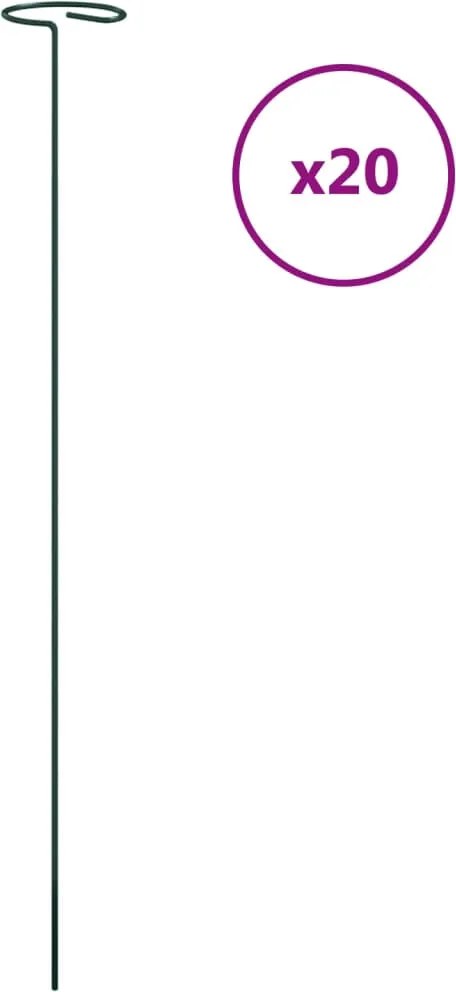 vidaXL Țăruși plante de grădină, 20 buc., verde închis, 61 cm, oțel