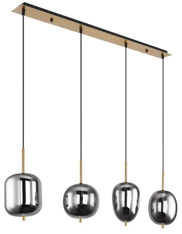 Lustra cu 4 pendule design modern Blacky I negru mat, alama