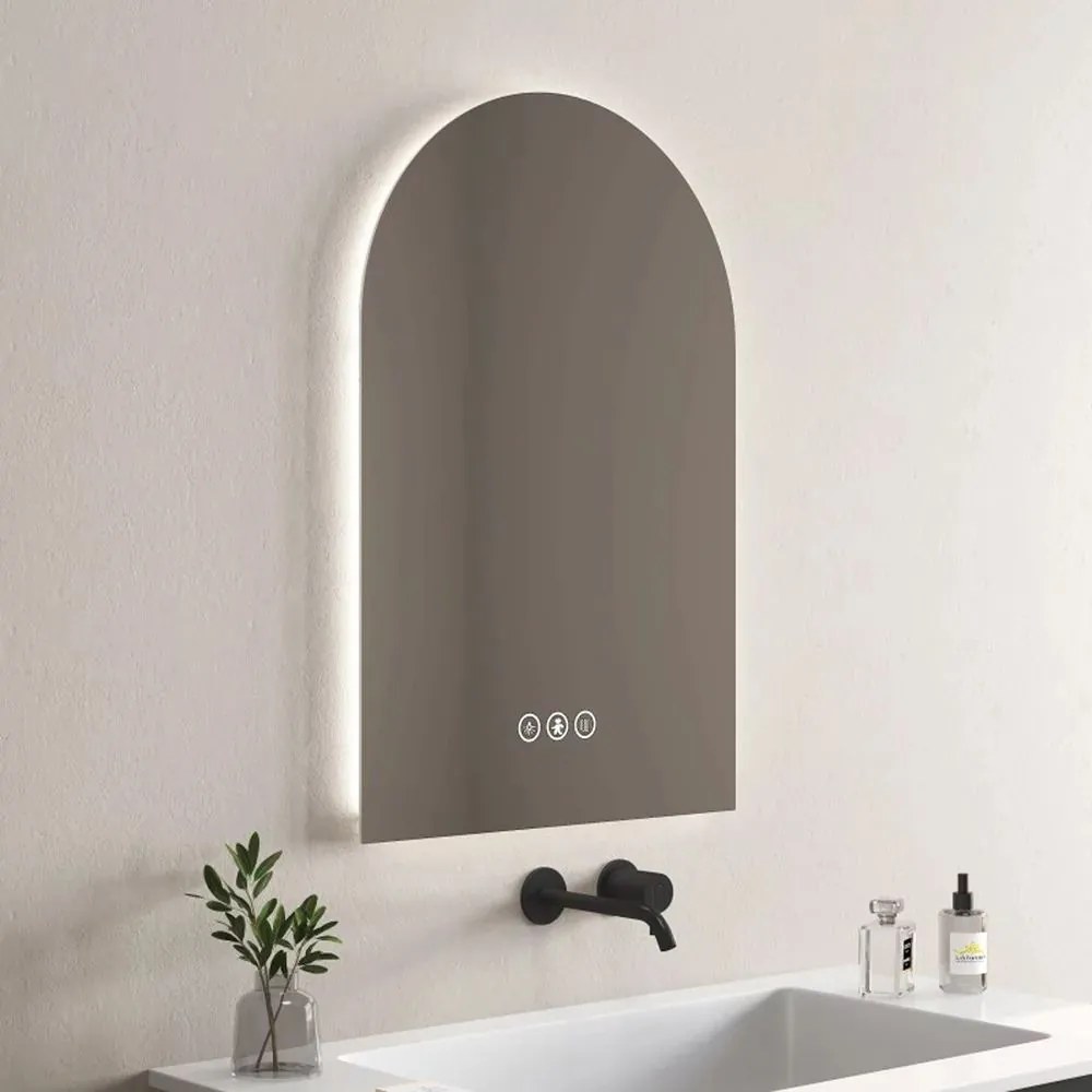 Oglinda cu iluminare si dezaburire Inter Ceramic Fausto semirotunda 60x90 cm