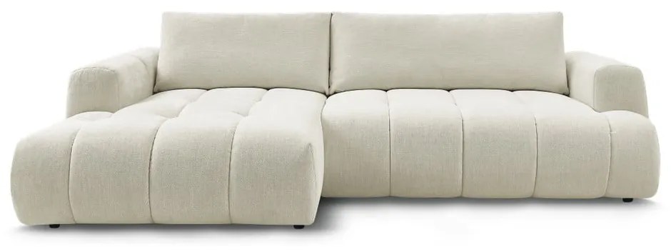 Colțar bej extensibil/cu spațiu de depozitare (cu colț pe partea stângă/cu șezlong) Fuji – Bobochic Paris