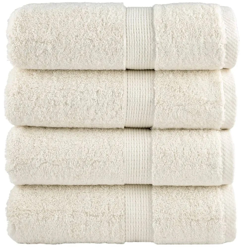vidaXL Prosoape de baie premium SOLUND, 4 buc., crem, 30x30 cm, 600 g/m²