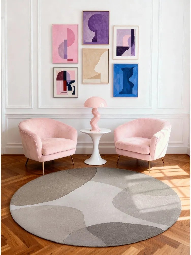 Covor bej țesut manual rotund din lână ø 200 cm Hackney Clarissa – Ted Baker