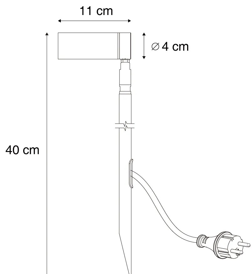 Spot cu țăruș negru 40cm incl. LED reglabil IP65 incl. cablu și ștecher - Carl