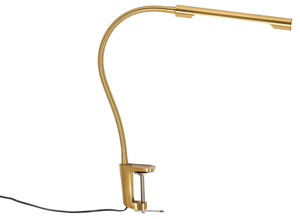 Lampă de birou cu clește alamă incluzând LED cu dimmer tactil - Lionard