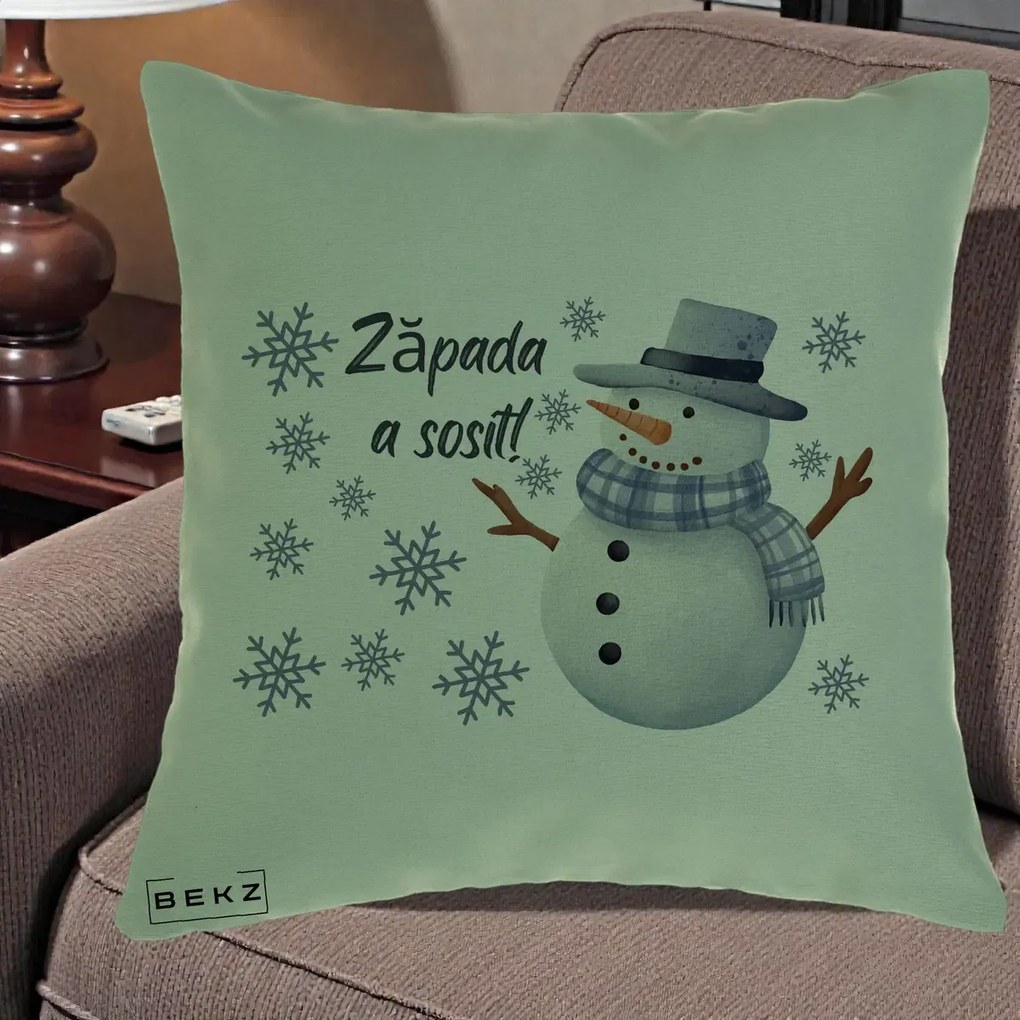 Perna Decorativa Zapada a Sosit Om de Zapada, 40x40 cm, Verde, Husa Detasabila, Perna Inclusa, BEKZ®