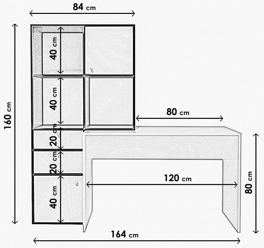 Masă PC Canny (Alb + Negru). 1088636