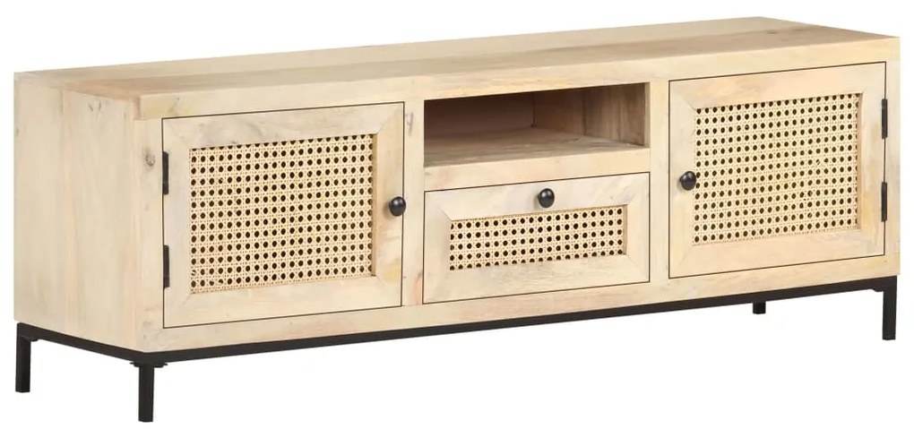 vidaXL Comodă TV, 120x30x40 cm, lemn masiv mango &amp; trestie naturală